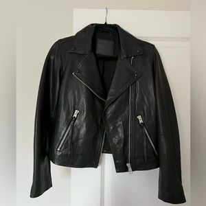 All Saints Dalby Slim Fit Leather Biker Jacket - fits like xs/s